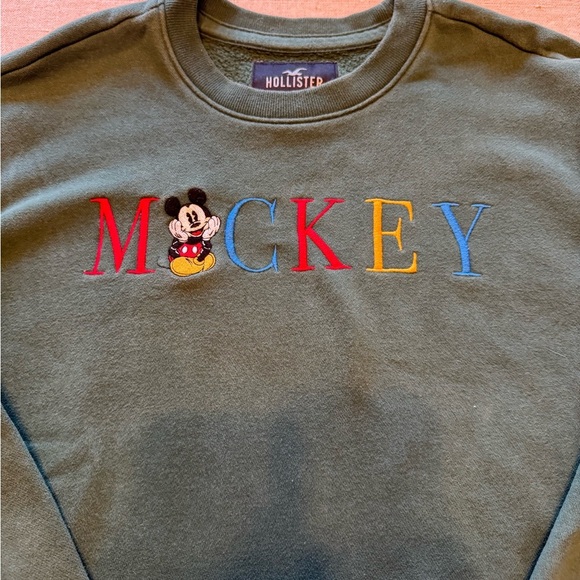 Hollister Green Crewneck Sweatshirt with Disney Mickey Mouse Design - Picture 2 of 9